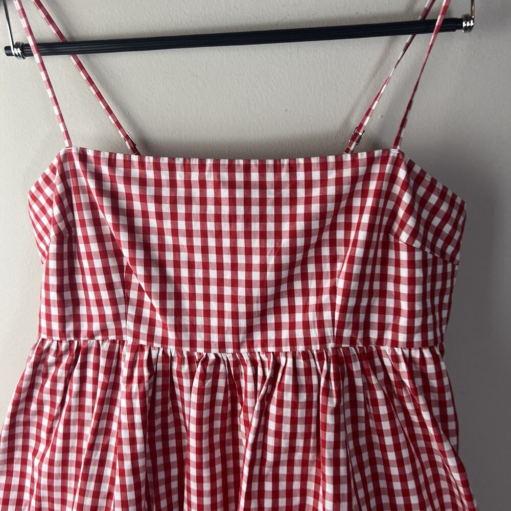 Abercrombie & Fitch Emerson Poplin Mini Dress Red Gingham Smocked Sz L - Picture 4 of 11